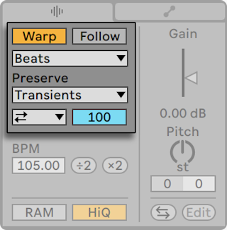 Warp para alinear audio ableton live